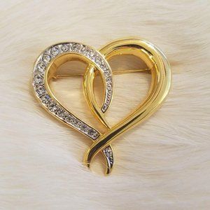 VINtage Rhinestone Heart Brooch 4894‎